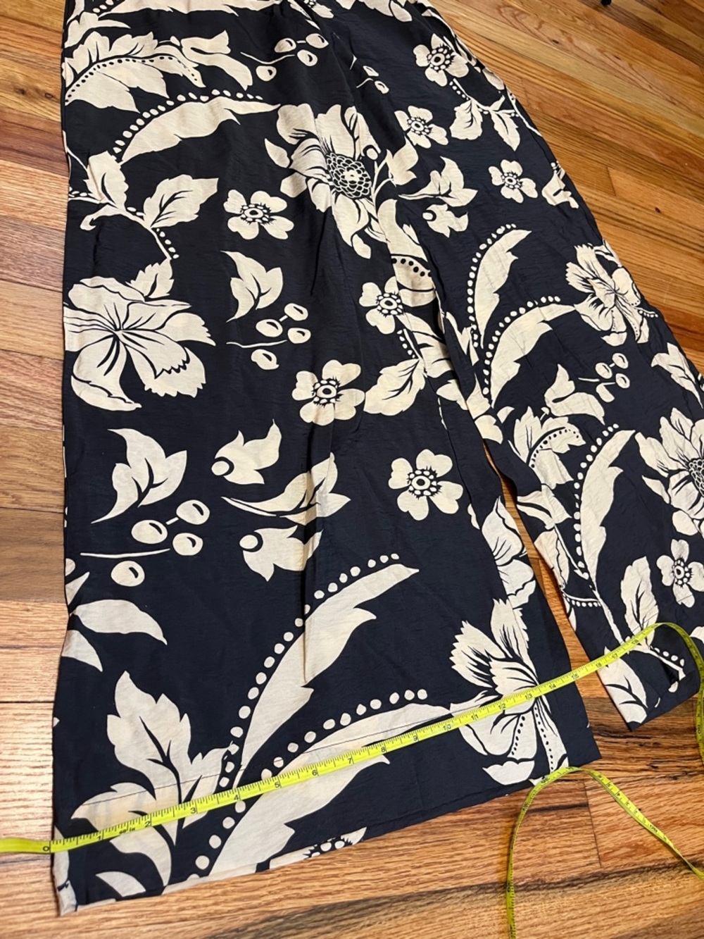 Jacqueline De Yong Floral Wide Leg Palazzo Pants Black & Cream XS Drawstring NWT - Picture 15 of 16